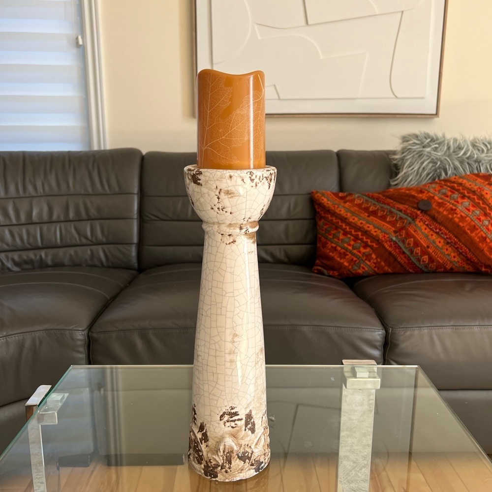 Ceramic cracked effect swirly ombré vibe candle holder